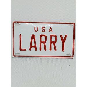 U.S.A Larry Personalized White Red Collectible Mini License Bicycle Bike Plate